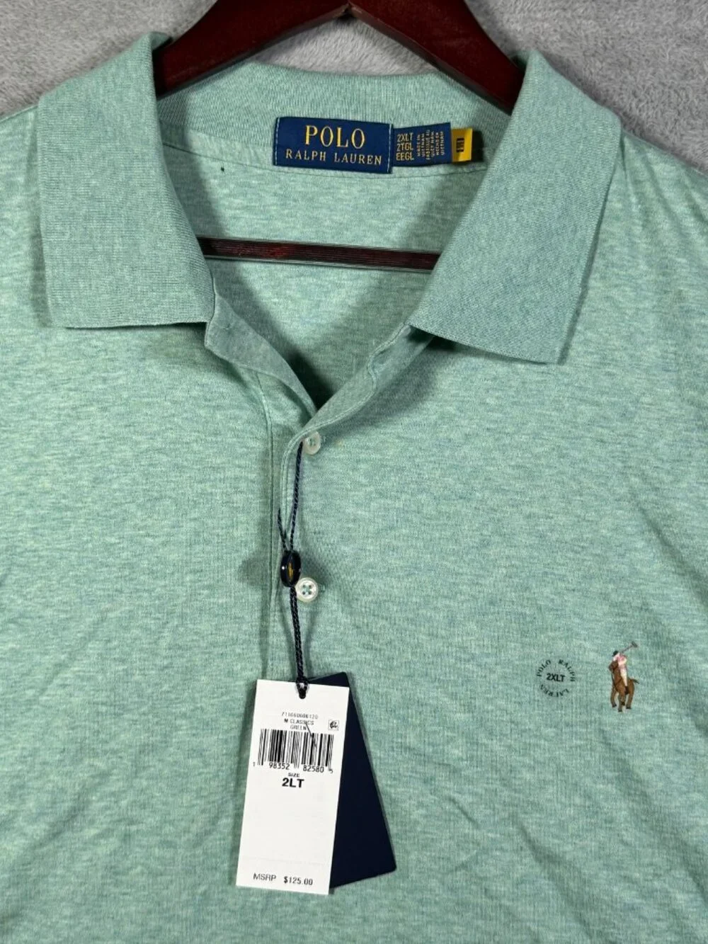 Polo Ralph Lauren Shirt Mens 2XLT 2XL Tall Green Heather Short Sleeve $125